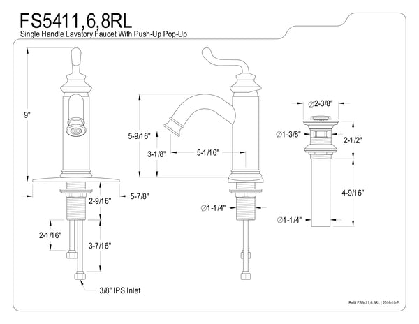 SINGLE HOLE BATHROOM FAUCET in NAPLES BRONZE - BFFS5416RL - COPPER ALCHEMY