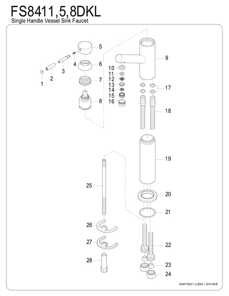 VESSEL SINK FAUCET in OIL RUBBED BRONZE - BFFS8415DKL - COPPER ALCHEMY