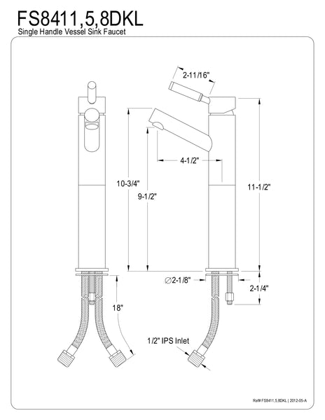VESSEL SINK FAUCET in BRUSHED NICKEL - BFFS8418DKL - COPPER ALCHEMY