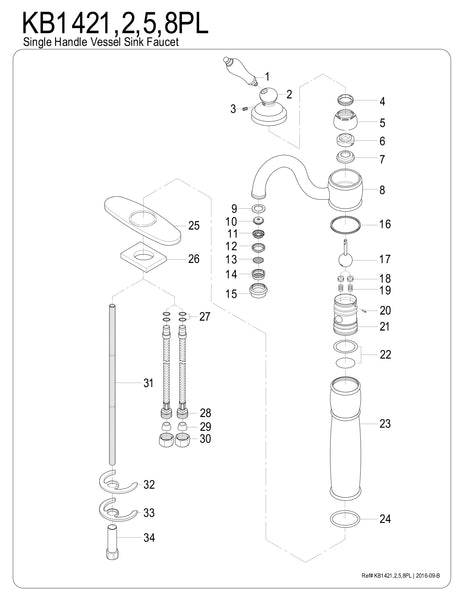 VESSEL SINK FAUCET in POLISHED CHROME - BFKB1421PL  - COPPER ALCHEMY