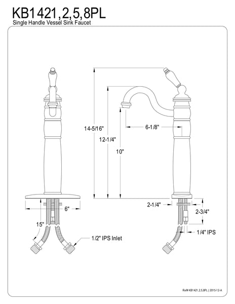 VESSEL SINK FAUCET in OIL RUBBED BRONZE - BFKB1425PL  - COPPER ALCHEMY