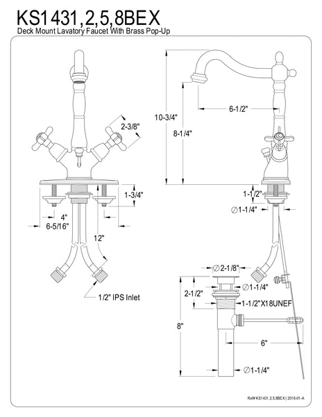 SINGLE HOLE BATHROOM FAUCET in POLISHED CHROME - BFKS1431BEX - COPPER ALCHEMY