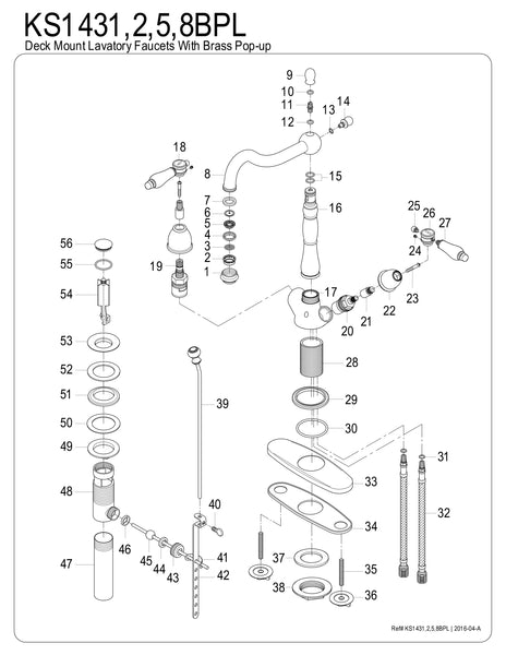 SINGLE HOLE BATHROOM FAUCET in POLISHED BRASS - BFKS1432BPL - COPPER ALCHEMY