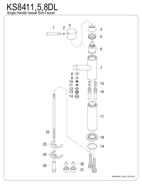 VESSEL SINK FAUCET in POLISHED CHROME - BFKS8411DL  - COPPER ALCHEMY