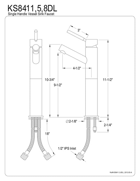VESSEL SINK FAUCET in BRUSHED NICKEL - BFKS8418DL - COPPER ALCHEMY