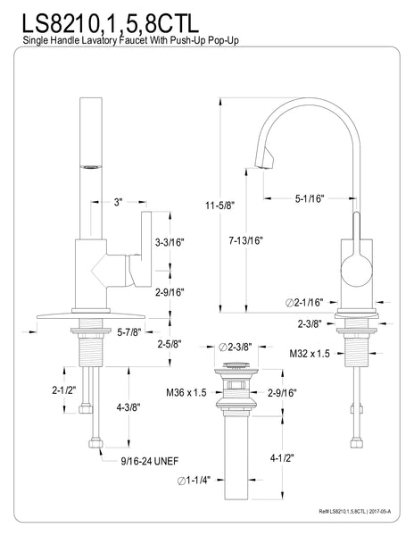 SINGLE HOLE BATHROOM FAUCET in OIL RUBBED BRONZE - BFLS8215CTL - COPPER ALCHEMY