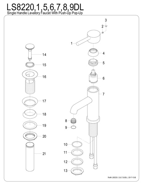 SINGLE HOLE BATHROOM FAUCET in POLISHED CHROME - BFLS8221DL - COPPER ALCHEMY