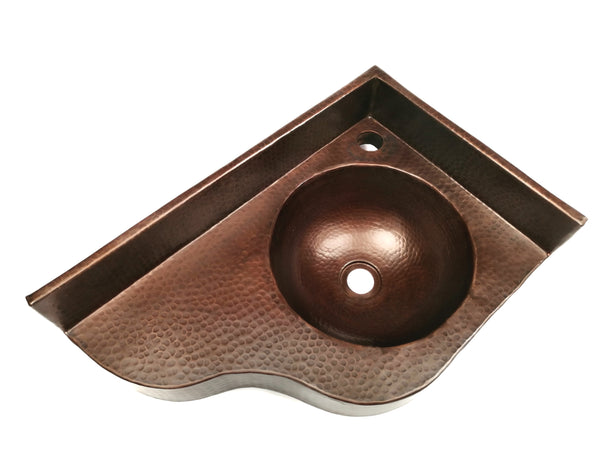 Corner Vanity Wall Mounted with integrated 10" Round Sink and 3" Apron in Cafe Viejo - VS044CVR (Reversed)