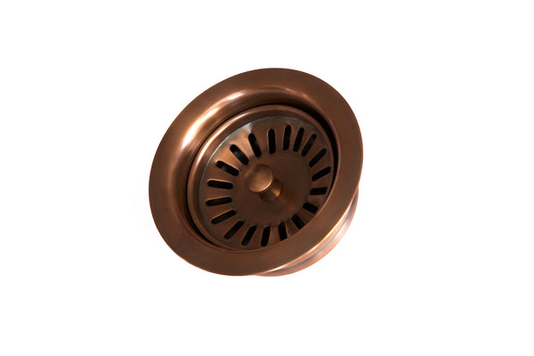 Kitchen Drain - Solid Copper Basket Strainer with Disposal Trim  3.5" - DR700WC (For garbage disposal) - COPPER ALCHEMY