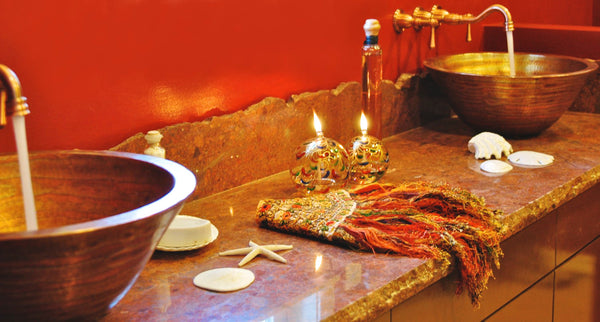 DA VINCI | Round Vessel Bathroom Copper Sink - 17 x 7" - Double Wall - COPPER ALCHEMY