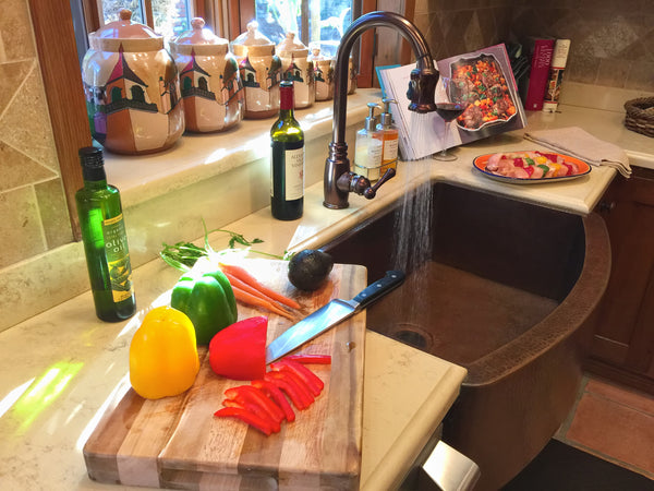 Farmhouse with Curved Apron Kitchen Copper Sink - Single Basin - 33 x 22 x 10.5" - KS008CV - COPPER ALCHEMY