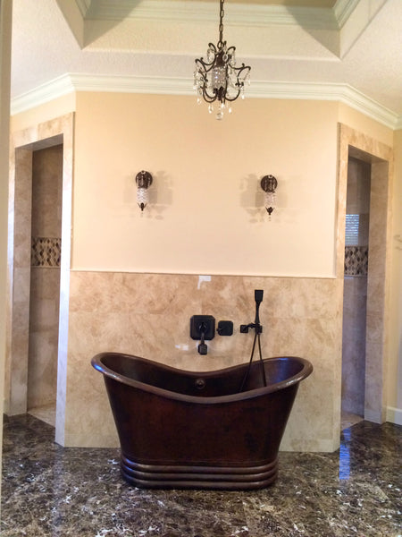 TERNURA MEDIUM in Cafe Viejo - BT004CV -  Free Standing Slipper Copper Bathtub 60 x 29 x 30" - COPPER ALCHEMY