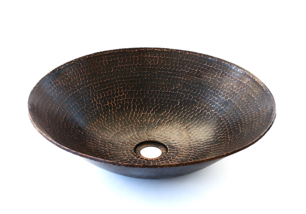 KAHLO | Round Vessel Bathroom Copper Sink - 17 x 4.5" - Thick Gauge 14 - COPPER ALCHEMY