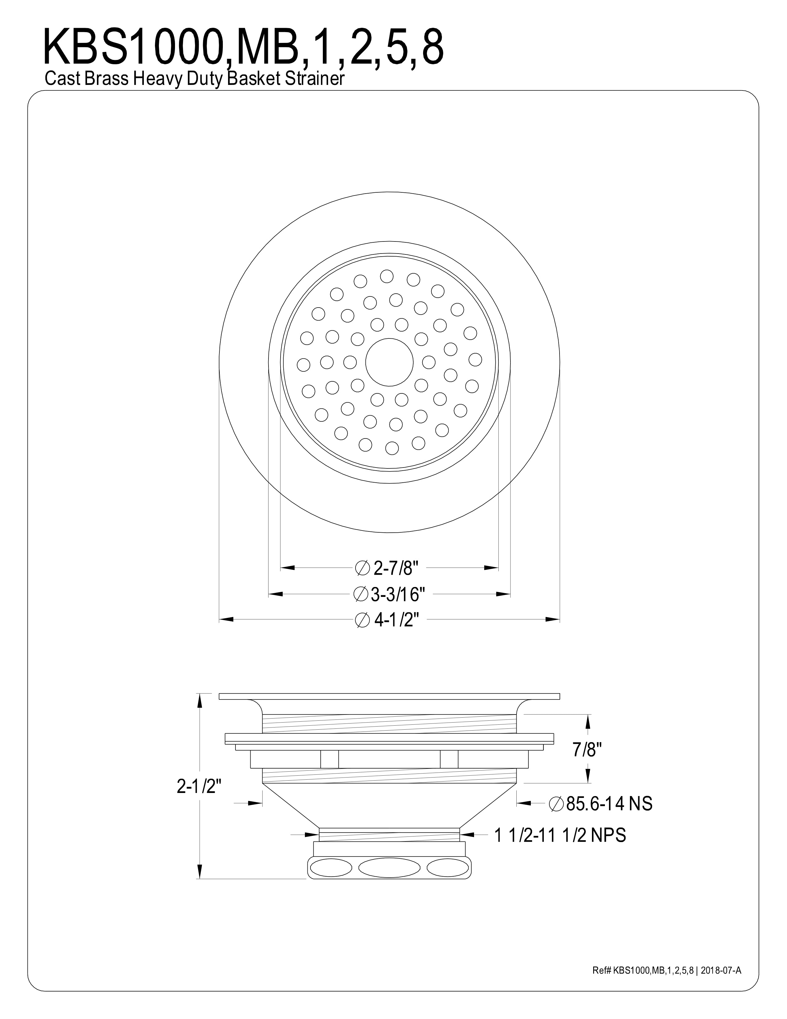 3.5KD-GCW: White Basket Strainer Kitchen Drain