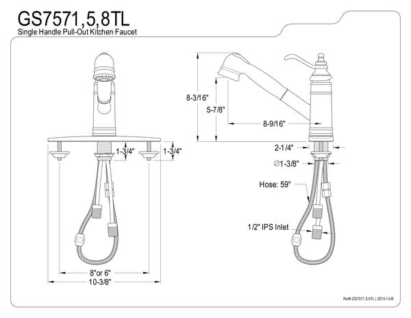 PULL-OUT KITCHEN FAUCET in POLISHED CHROME - KFGS7571TL - COPPER ALCHEMY