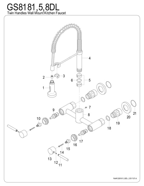 PULL - DOWN KITCHEN FAUCET in BRUSHED NICKEL - KFGS8188DL - COPPER ALCHEMY