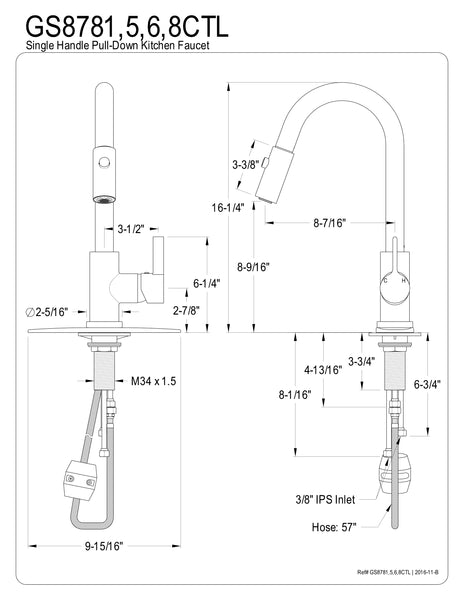 PULL - DOWN KITCHEN FAUCET in OIL RUBBED BRONZE - KFGS8785CTL - COPPER ALCHEMY
