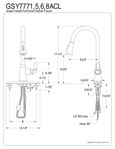 SINGLE HANDLE PULL - DOWN KITCHEN FAUCET in OIL RUBBED BRONZE - KFGSY7775ACL - COPPER ALCHEMY