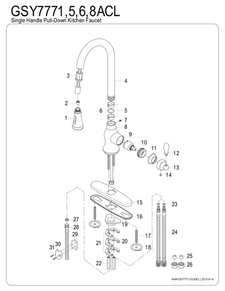 SINGLE HANDLE PULL - DOWN KITCHEN FAUCET in OIL RUBBED BRONZE - KFGSY7775ACL - COPPER ALCHEMY