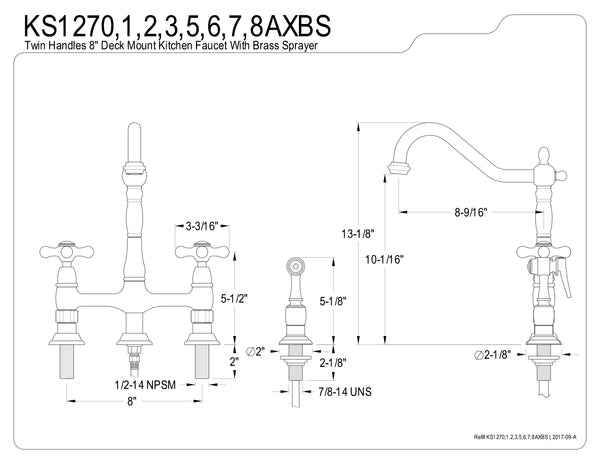 BRIDGE KITCHEN FAUCET in OIL RUBBED BRONZE - KFKS1275AXBS - COPPER ALCHEMY