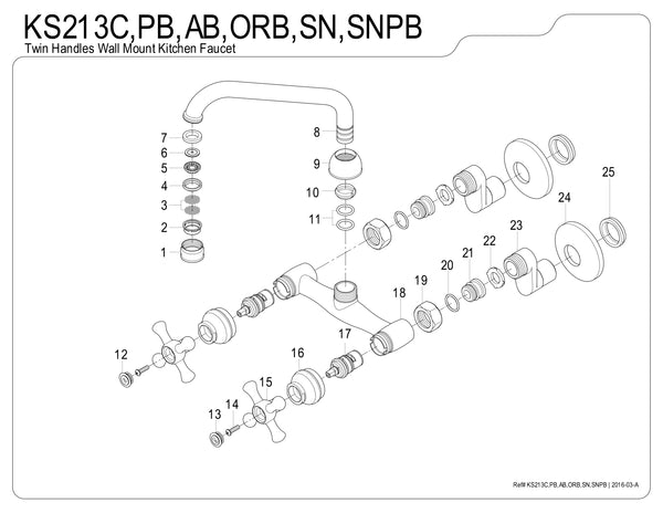 WALL MOUNT KITCHEN FAUCET in OIL RUBBED BRONZE - KFKS213ORB - COPPER ALCHEMY
