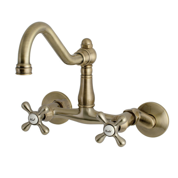 WALL MOUNT KITCHEN FAUCET in VINTAGE BRASS - KFKS3223AX - COPPER ALCHEMY