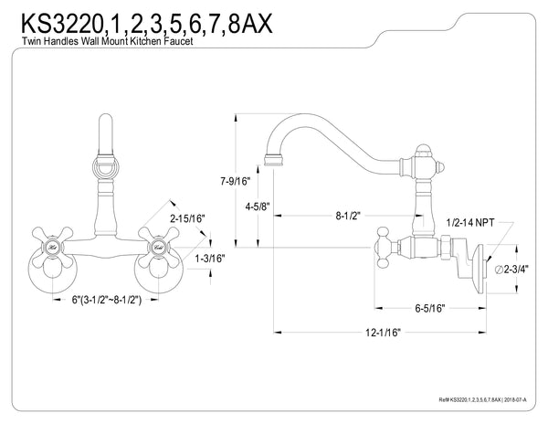 WALL MOUNT KITCHEN FAUCET in OIL RUBBED BRONZE - KFKS3225AX - COPPER ALCHEMY
