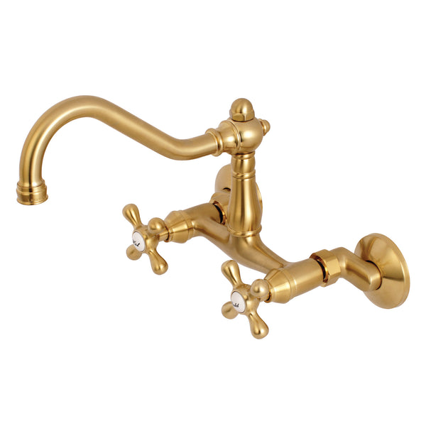 WALL MOUNT KITCHEN FAUCET in SATIN BRASS - KFKS3227AX - COPPER ALCHEMY