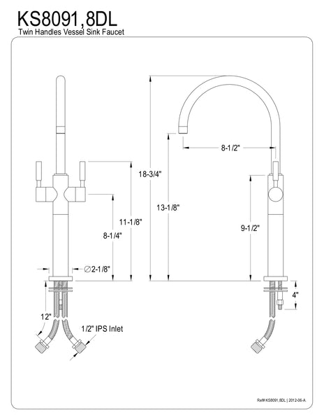 VESSEL SINK FAUCET in POLISHED CHROME - BFKS8091DL - COPPER ALCHEMY