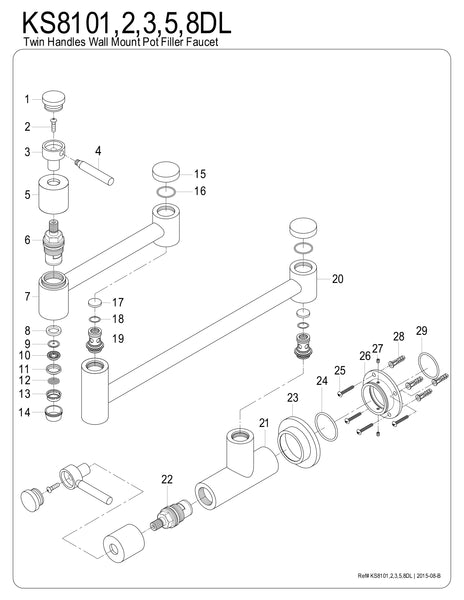 WALL MOUNT POT FILLER KITCHEN FAUCET in BRUSHED NICKEL - KFKS8108DL - COPPER ALCHEMY