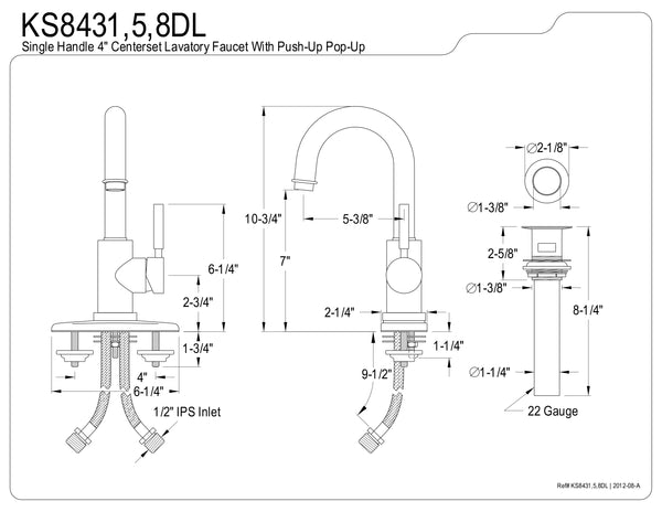 SINGLE HOLE BATHROOM FAUCET in OIL RUBBED BRONZE - BFKS8435DL - COPPER ALCHEMY