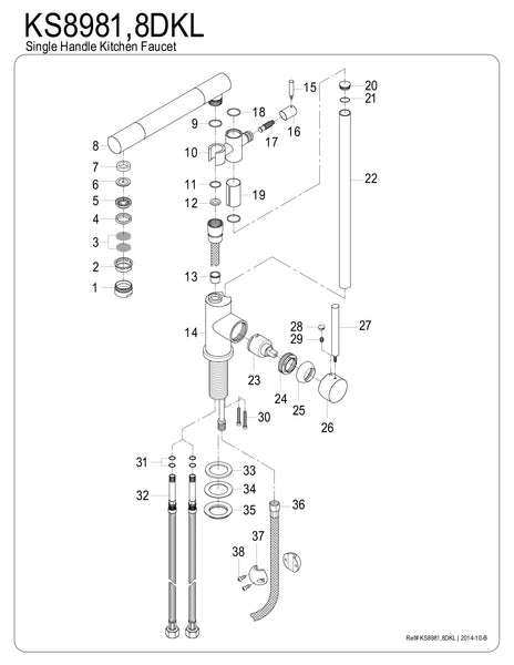 PULL-OUT KITCHEN FAUCET in BRUSHED NICKEL - KFKS8988DKL - COPPER ALCHEMY