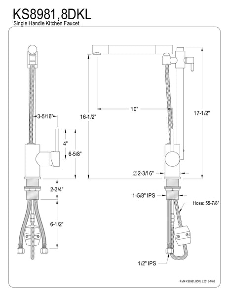 PULL-OUT KITCHEN FAUCET in BRUSHED NICKEL - KFKS8988DKL - COPPER ALCHEMY