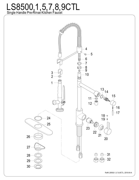 Pre- Rinse  Kitchen Faucet - KFLS8508CTL - COPPER ALCHEMY