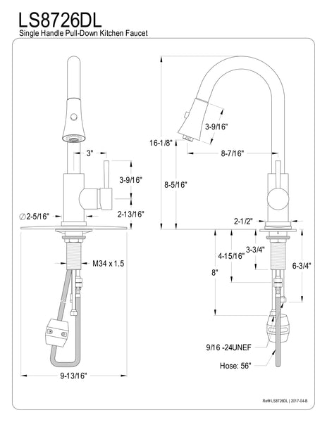 PULL - DOWN KITCHEN FAUCET in NAPLES BRONZE - KFLS8726DL - COPPER ALCHEMY