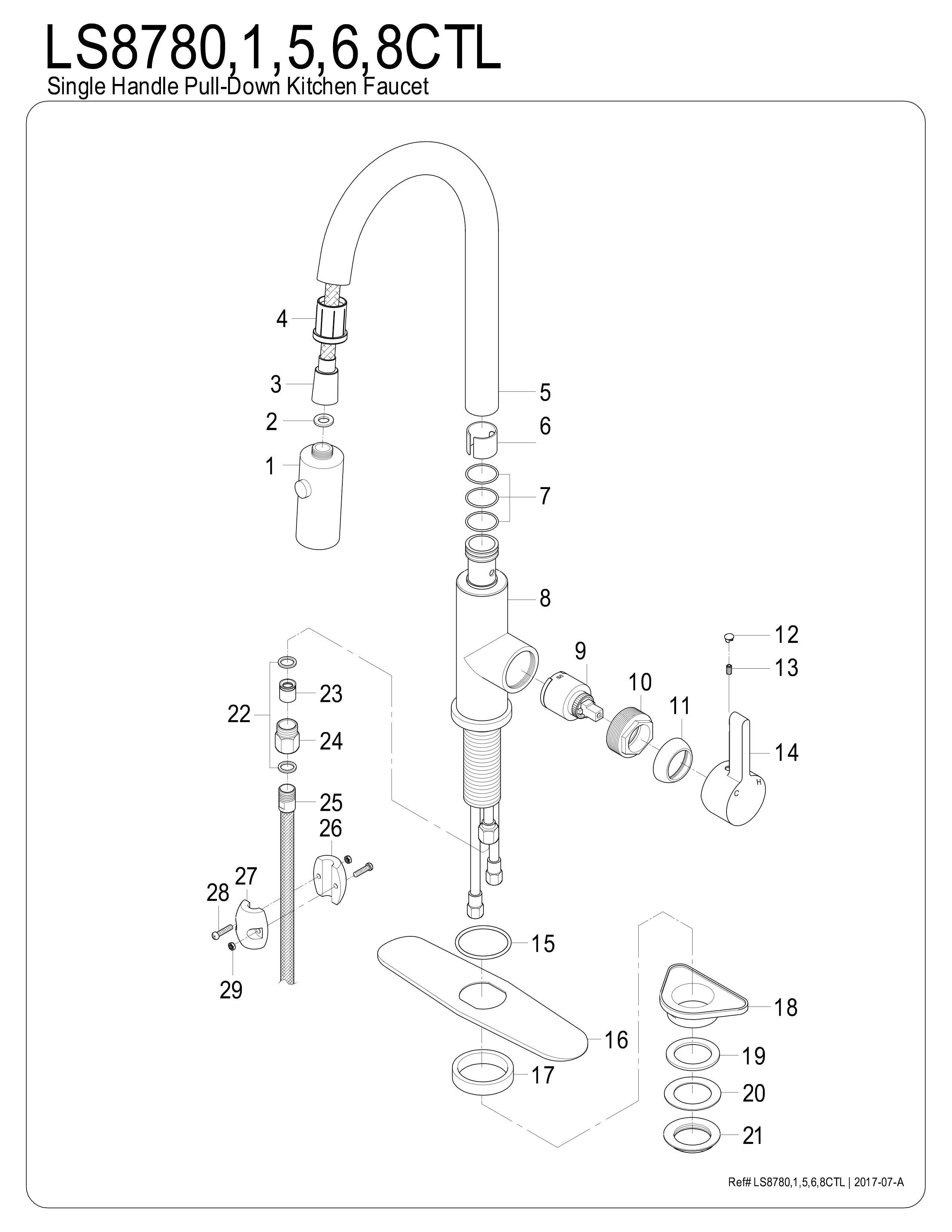 pull down faucet disassembly diagram