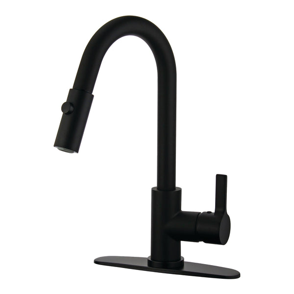 SINGLE HANDLE PULL - DOWN KITCHEN FAUCET in MATTE BLACK - KFLS8780CTL - COPPER ALCHEMY