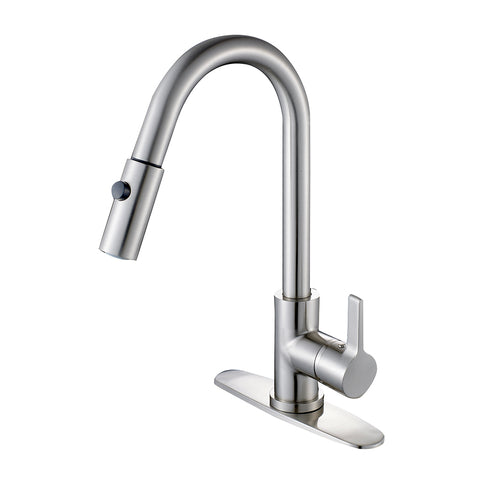 SINGLE HANDLE PULL - DOWN KITCHEN FAUCET in BRUSHED NICKEL - KFLS8788CTL - COPPER ALCHEMY