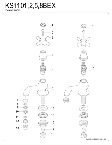 BASIN TAP BATHROOM FAUCET in BRUSHED NICKEL - BFKS1108BEX - COPPER ALCHEMY