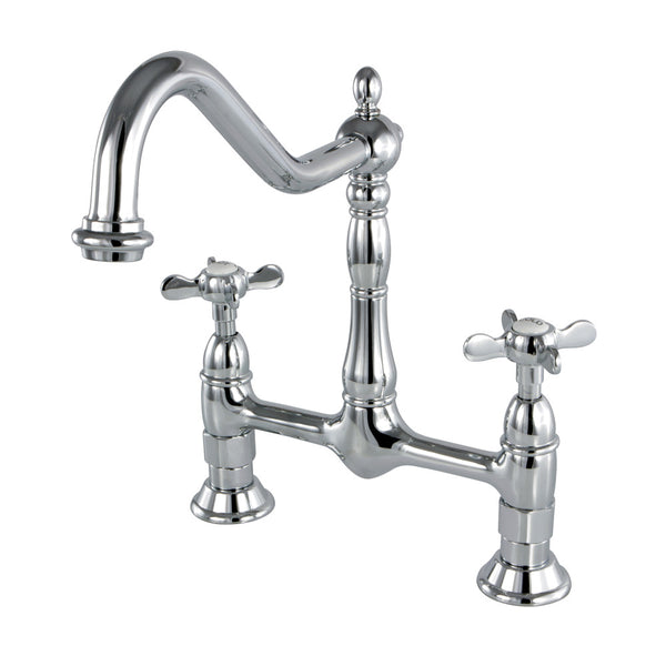 BRIDGE KITCHEN FAUCET 8" CENTERSET in POLISHED CHROME - KFKS1171BEX - COPPER ALCHEMY
