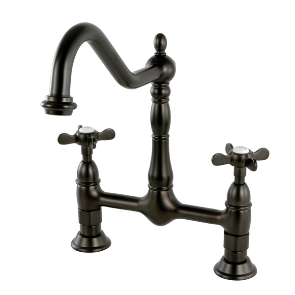 BRIDGE KITCHEN FAUCET 8" CENTERSET in OIL RUBBED BRONZE - KFKS1175BEX - COPPER ALCHEMY