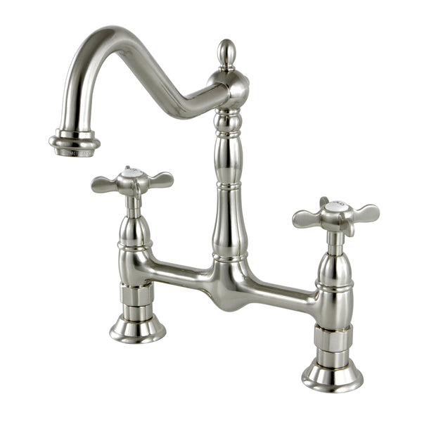 BRIDGE KITCHEN FAUCET 8" CENTERSET in BRUSHED NICKEL - KFKS1178BEX - COPPER ALCHEMY