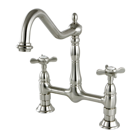 BRIDGE KITCHEN FAUCET 8" CENTERSET in BRUSHED NICKEL - KFKS1178BEX - COPPER ALCHEMY