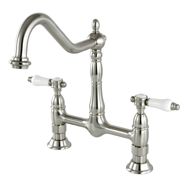BRIDGE KITCHEN FAUCET 8" CENTERSET in BRUSHED NICKEL- KFKS1178BPL - COPPER ALCHEMY