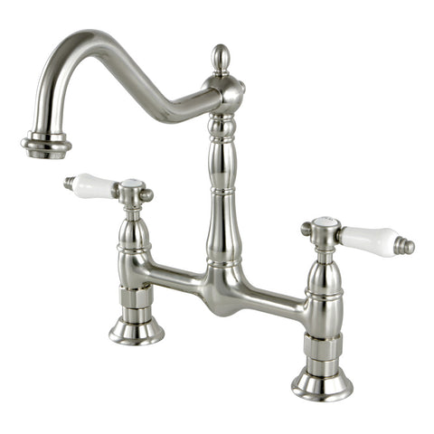 BRIDGE KITCHEN FAUCET 8" CENTERSET in BRUSHED NICKEL- KFKS1178BPL - COPPER ALCHEMY