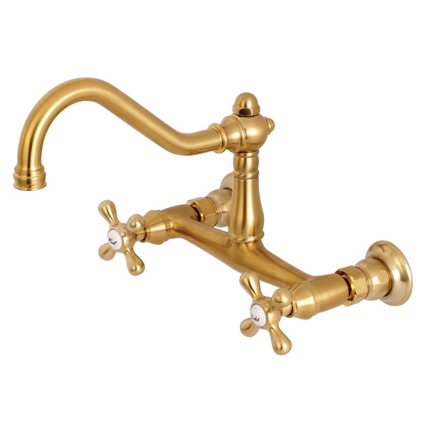 WALL MOUNT BATHROOM FAUCET in SATIN BRASS - BFKS3247AX - COPPER ALCHEMY