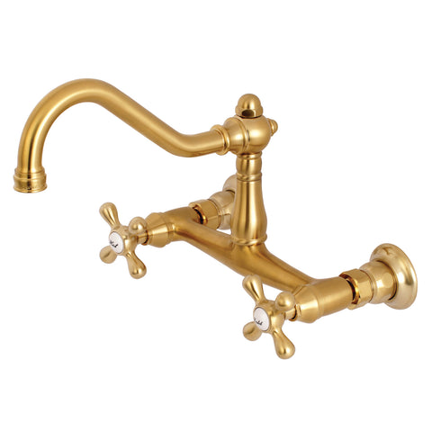 WALL MOUNT BATHROOM FAUCET in SATIN BRASS - BFKS3247AX - COPPER ALCHEMY