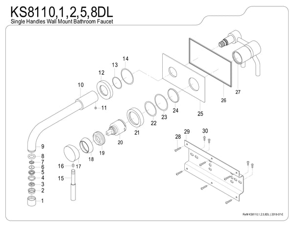 WALL MOUNT BATHROOM FAUCET in OIL RUBBED BRONZE - BFKS8115DL - COPPER ALCHEMY