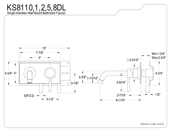 WALL MOUNT BATHROOM FAUCET in BRUSHED NICKEL - BFKS8118DL - COPPER ALCHEMY