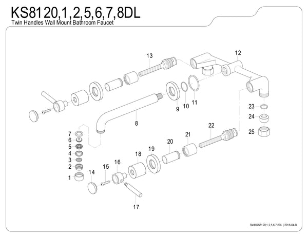 WALL MOUNT BATHROOM FAUCET in OIL RUBBED BRONZE - BFKS8125DL - COPPER ALCHEMY
